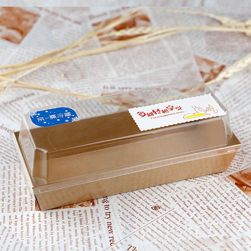 Rectangle PET Cover and Brown Kraft Paper Sandwich/Cake/Bread/Pastry Box-100pcs  ESGREEN-Enjoy / Slow / Green
