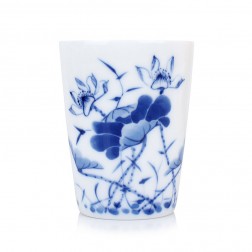 Blue and White Porcelain Cup-Like Lotus Saying-Tall