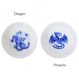 Blue and White Porcelain Cup Set-2PCS-Dragon and Phoenix