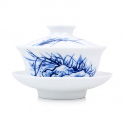 Blue and White Porcelain Gaiwan-Orchid