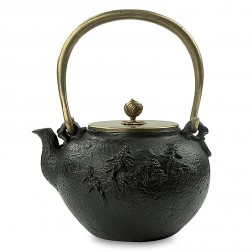 Cast Iron Kettle with Copper Lid, Handle and Knob-High-temperature Oxidation-Farmhouse in Pine Forest 