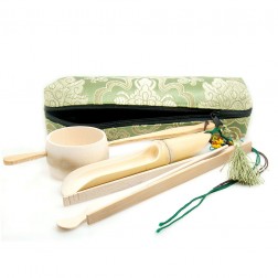Embroidered Silk Bag Packing Cha Dao-Bamboo Gong Fu Tea Ceremony Accessory Set-Silkroad