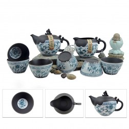 Mr.Zhang-Black Pottery Tea Set-Plum Blossom-8 Items/Set