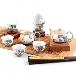Mr.Zhang-Blue and White Pottery Tea Pot Set-Farmyard-8 Items/Set