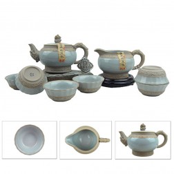 Mr.Zhang-Imperial Jade Glaze Pottery Tea Set-Dragon Wall-8 Items/Set