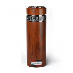 Stainless Steel Vacuum Insulated Tumbler with Purple Clay Liner inside-Rosewood Grain Coating
