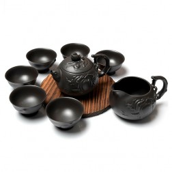 Zi Sha-Black Clay Tea Set-Peach-8 Items/Set