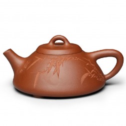 Zi Sha-Qing Shui(Pure) Clay Tea Pot-150ML-Stone Gourd Ladle-I-Hand-carved Bamboo