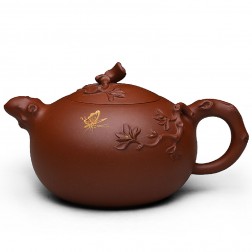 Zi Sha-Qing Shui(Pure) Clay Tea Pot-280ML-Butterfly over Flowers 