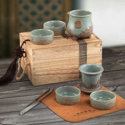 Mr.Zhang-Imperial Jade Glaze Pottery Portable Tea Set-Drifting Clouds 
